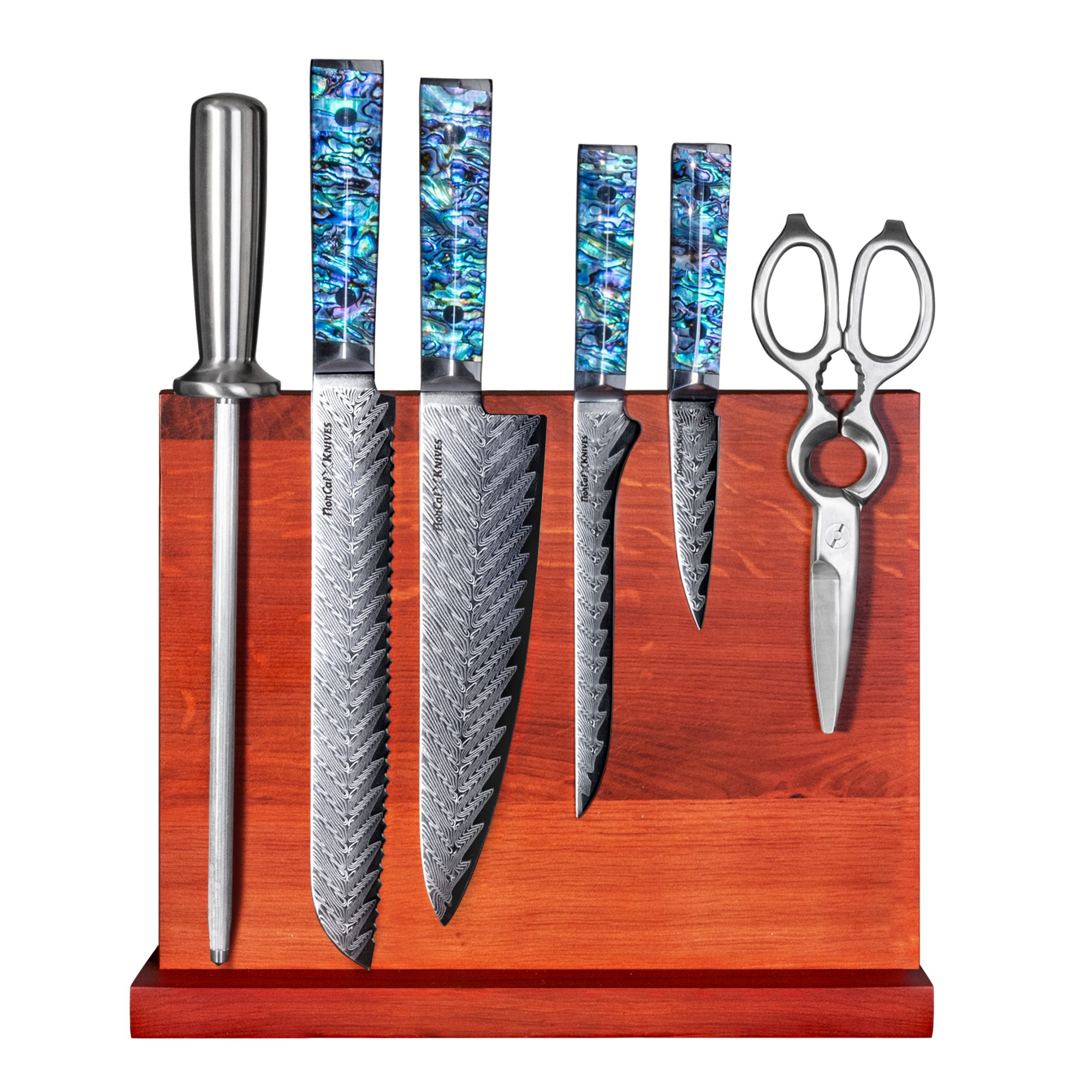 NorCal Knives - Abalone Handle 7 piece Block Set | NorCal Knives